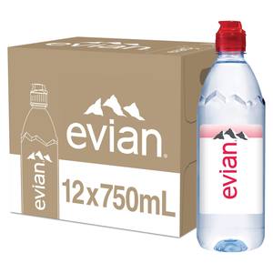 Evian Natural Spring <b>Water</b> <b>750ml</b> Plastic <b>Bottle</b> 12 Pack Evian Sportscap ISO Certified US Origin - Product Image 3