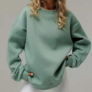 Sweat-shirt oversize à col large pour femme, tissu tissé, motif uni, coupe ample, sweat-shirt d'hiver tendance, streetwear oversize - Product Image 1