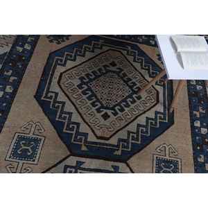 Alfombra Turca, Alfombra Vintage Extra Grande de 7.2x12.6 pies, Alfombra de Lana Ikat Azul - Product Image 5