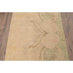 Vintage Turkish Runner Rug 2.9x8.5 ft, <b>Brown</b> Plants & trees Rug <b>Wool</b> - Product Image 3
