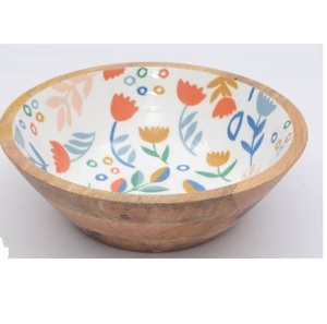 Bol à soupe en bois émaillé écologique, bol de service pour fruits et salades, service de fruits et de desserts pour hôtel, style classique - Product Image 1