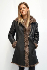 Chaqueta de Cuero Genuino con Forro de Algodón Orgánico y Piel de Oveja Gruesa y Cálida para Mujer, Venta al Por Mayor - Product Image 3