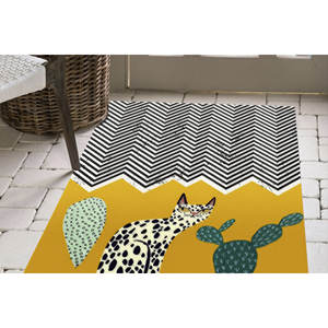 Bright <b>Yellow</b> Cat Rugs, Trendy Modern Rugs, Custom Boho Printed Rug,Luxury Velvet Rug - Product Image 5