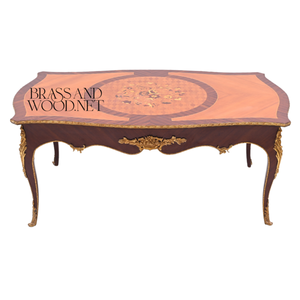 Juego de Mesa de Centro de Madera Curvada Clásica de Lujo con Detalles en Latón - Product Image 2