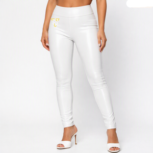 Leggings mi-longs décontractés pour femmes, respirants et imperméables, taille élastique, sur mesure, prix de gros, leggings en cuir - Product Image 2