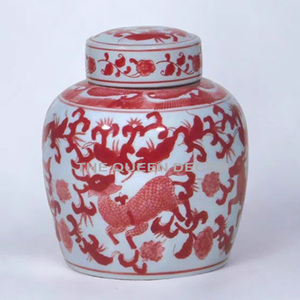 Jars à gingembre décoratifs en métal doré de luxe moderne, en porcelaine polie, en métal et en mélamine, récipient pour la maison - Product Image 2