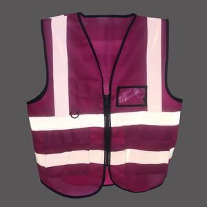 Gilet de sécurité haute visibilité avec bandes réfléchissantes Polyester matériel vêtements de travail de couleur rose avec poches approvisionnement en gros - Product Image 3