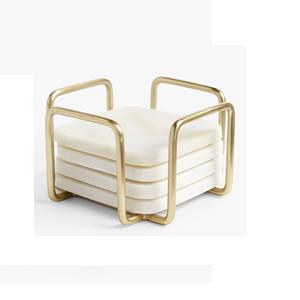 Posavasos para bebida, posavasos de mármol de piedra Natural con forma cuadrada en blanco y negro para tazas de café o té - Product Image 3