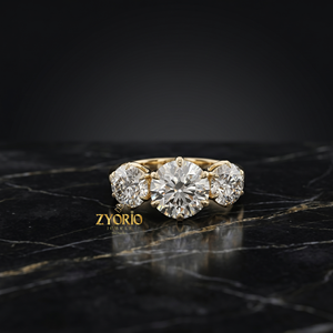 แหวนหมั้นเพชรทรงกลม 2.00 กะรัต 3 เม็ด เพชรเลี้ยงในห้องปฏิบัติการ ทอง 14K รับรองโดย IGI แหวนแต่งงานสำหรับผู้หญิง - Product Image 3