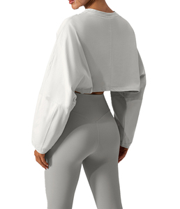 Women Crop <b>Top</b> Long Sleeve Gym Fitness Yoga <b>Sets</b> Workout <b>Leggings</b> Sports Bra 2pcs Yoga Suit Sports Wear Jogger Suits Yoga <b>Set</b> - Product Image 3