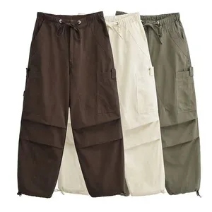 New Factory OEM Oversized Mens Casual Trousers Fit Parachute Pants Men Loose Waist Custom Color Plain Baggy Cargo Parachute Pant