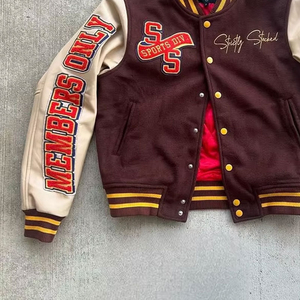 Chaqueta Bomber Varsity Letterman de béisbol personalizada de alta calidad para hombre 2023, venta al por mayor, chaqueta Letterman con cuello levantado para hombre - Product Image 5