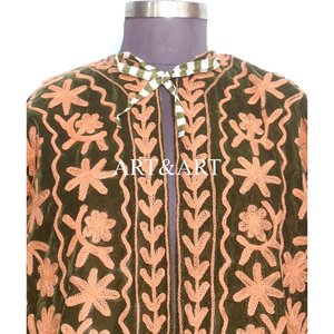 Women Embroidered <b>Velvet</b> Suzani Full Sleeves <b>Quilted</b> Eco-Friendly Cotton High Quality Jacket Gift - Product Image 3