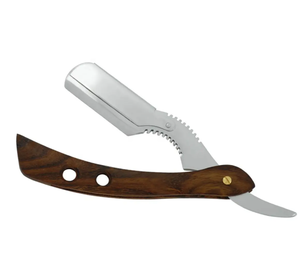 Rasoirs de rasage professionnels à bord droit avec manche en bois - Product Image 4