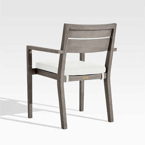 Regatta Scandinavian Solid Teak Wood Outdoor Dining Chair Grey Wash Color <b>White</b> Sand SR10 <b>Cushion</b> for Home Office Apartment Use - Product Image 3