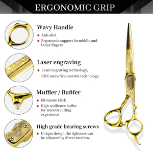 LOGO personnalisé or 6.0 pouces Damas beauté ciseaux de coiffeur nouveau Design de mode ciseaux à cheveux à dents plates avec pointe de lame tranchante - Product Image 2