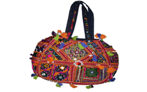 Bolso de mano Banjara con estilo bohemio de gran capacidad de algodón étnico colorido bordado espejo trabajo cremallera portátil para fiestas - Product Image 4