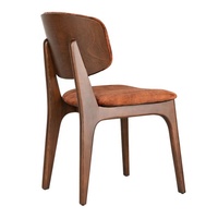 Silla minimalista para jardín, muebles con espuma suave, silla de madera de teca y cuero para restaurante, silla de comedor de buena calidad