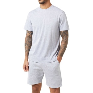 Ensemble de survêtement d'été personnalisé avec logo pour homme, deux pièces, short et t-shirt, décontracté, respirant, en coton, pour homme - Product Image 1