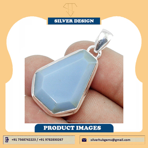 Pendentif en forme de cercueil en véritable chalcédoine aqua, serti en bélière, vente en gros directe d'usine, bijoux en argent sterling 925 - Product Image 4