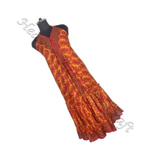 SD008 Saree / Sari / Shari vêtements indiens et pakistanais de l'Inde Hippy Boho indien fait à la main Vintage Sari robes en soie à la mode - Product Image 5