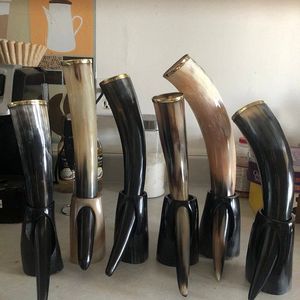 เขาดื่มและอุปกรณ์เสริมสำหรับคนเถื่อนทำด้วยมือทันสมัย100% ดื่มแตร tankards ถ้วยเขาไวกิ้งจากอินเดีย - Product Image 4