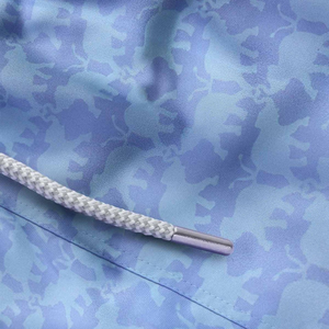 Shorts de bain recyclés pour hommes, bleu clair, imprimé éléphant, séchage rapide, avec cordon de serrage à la taille et poches - Product Image 5