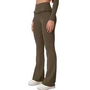 Cloud Rise femmes taille haute pantalons de sport entraînement à domicile longue Gym Fitness évasé Leggings rue collants pour courir Yoga noir - Product Image 3