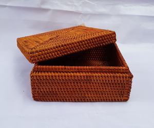 High quality handwoven wholesale set of 2 <b>trays</b> rectangle rattan <b>tray</b> with handles for home storage & organization from Vietnam - Product Image 2