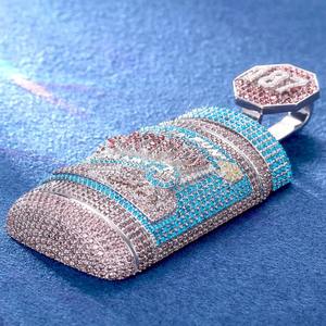 เครื่องประดับ vidhi จี้การ์ตูน3D VVS mossanite จี้เงิน925ตัวอักษรชื่อฮิปฮอปที่กำหนดเองจี้ - Product Image 6