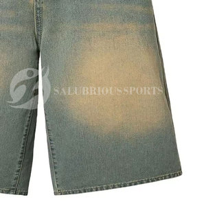 Shorts en jean cargo slim fit pour homme, style hip-hop, délavage clair, taille mi-haute, emballage personnalisé, tricoté, respirant, polyester/coton - Product Image 6