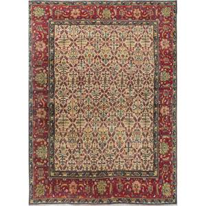 Alfombras de Lana Anudadas a Mano Aalam, Diseño Floral Abstracto Rojo Naranja, para Entrada, Pasillo, Tamaño Rectangular 9x12, para Adolescentes-Pae-5762 - Product Image 1