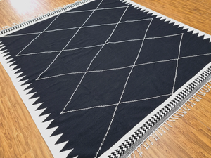 Alfombra Kilim tejida a mano de lana de Nueva Zelanda Alfombra de lana de diamante Alfombra de lana marroquí - Product Image 5