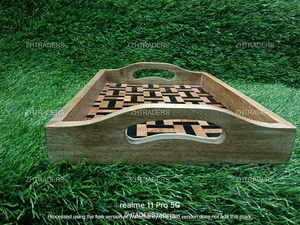 Artisan Heritage ถาดไม้เรซิ่นฝังกระดูกที่หรูหราถาดเสิร์ฟสุดหรูสำหรับโต๊ะอาหารของขวัญในโรงแรมร้านอาหาร - Product Image 5