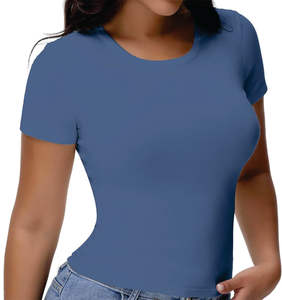 เสื้อยืดผู้ชายถักอย่างมีสไตล์เสื้อยืดแขนสั้นสำหรับผู้หญิงสวมใส่สบายสวมใส่สบายมีรายละเอียดผ้าปักลวดลาย - Product Image 2