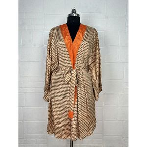 Vintage Silk Riya Short Kimono Lightweight Boho <b>Robe</b> Perfect <b>Beach</b> Coverup for Her Recyclable Swimsuit Accessory Soft Breathable - Product Image 1