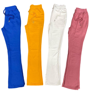 Pantalones Deportivos Unisex Casuales de Pierna Ancha, Cintura Elástica, Color Sólido, Logotipo Personalizado con Letras Impresas, Estilo Cargo, Jogging, Apilados, 100% Algodón, Corte Medio - Product Image 1