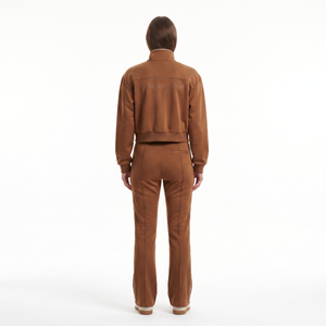 Custom Recycled Nylon Tricot Retro Tracksuit Set High Waisted Flare Pants Cropped Blouson <b>Jacket</b> for <b>Women</b> OEM Sialkot XXS-6XL - Product Image 2