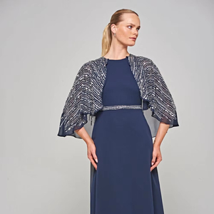 Elegante Vestido de Noche Formal Largo con Corte en A, Antiestático, para Mujer, con Lentejuelas, Bordado, Perlas, Media Manga, para Fiesta, Graduación, Cena - Product Image 1