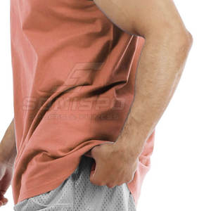 Camiseta sin mangas deportiva para hombre personalizada al por mayor, ropa de fitness de punto transpirable en estilo informal de color sólido - Product Image 6