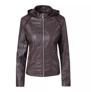 Veste en cuir véritable pour femme, coupe classique, élégante, douce et confortable, manteau tendance pour l'hiver, doublure en coton respirante - Product Image 3