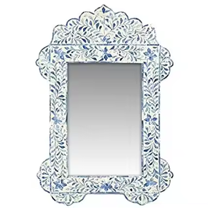 Espejo de tocador moderno de lujo con diseño de incrustaciones de hueso Marco de metal de la mejor calidad Espejo de pared con incrustaciones de hueso de Crescent Crafts - Product Image 6