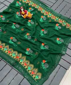 ดูสวยงามในผ้าสารีชีฟองของเราพร้อมรายละเอียดนัวเนีย รวมถึงความสง่างามด้วยผ้าสารี Chinon ของเราที่สมบูรณ์แบบสําหรับทุกโอกาส - Product Image 4