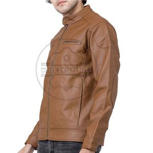 Chaqueta de Cuero Vacuno para Hombre, Estilo Urbano, Tallas Grandes, Cuello Alto, Impermeable, Transpirable, de Secado Rápido, Personalizable, para Invierno - Product Image 4