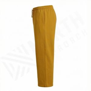 Pantalon de détente pour homme en jersey biologique, couleur personnalisée, anti-froissement, uni, teint, coupe ultra décontractée, jambe droite, décontracté - Product Image 3