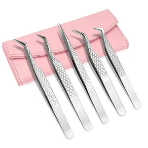 100% Stainless Steel eyelash extension tweezers kits for women / Hot Sale new model eyelash tweezers sets