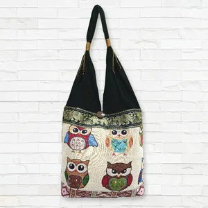 Wholesale Hippie Boho Shoulder Cotton Handmade Side Crossbody Girls Shoulder Bag Womens Travel Design Owl Festival