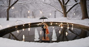 Couple Art Résine Sculpture À La Main Moderne Décor De Table Passionné Amour Statue Parapluie Amoureux Pour La Maison Et Le Bureau - Product Image 3