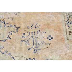 Alfombra, 2.6x2.6 pies, Alfombra Vintage, Alfombra Azul Sólida de Lana - Product Image 5