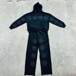 Pull-over à capuche 100% coton avec logo personnalisé Ensemble de pantalons de survêtement d'hiver respirant à vendre - Product Image 1